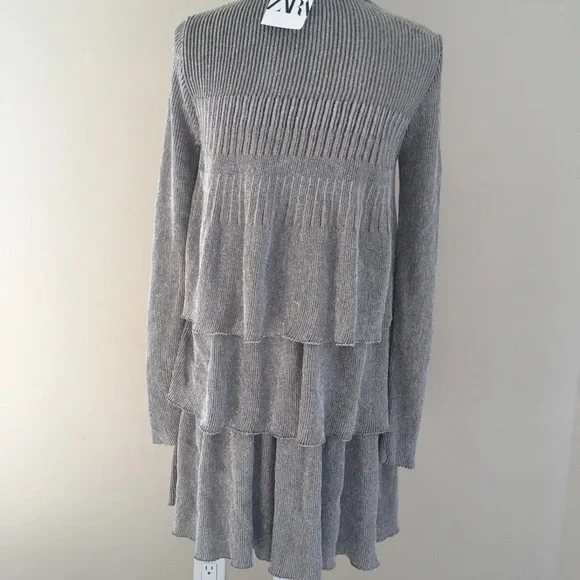 lolana knit dress Tan Crochet Knit A Line Maxi Aliana Dress S main image 1